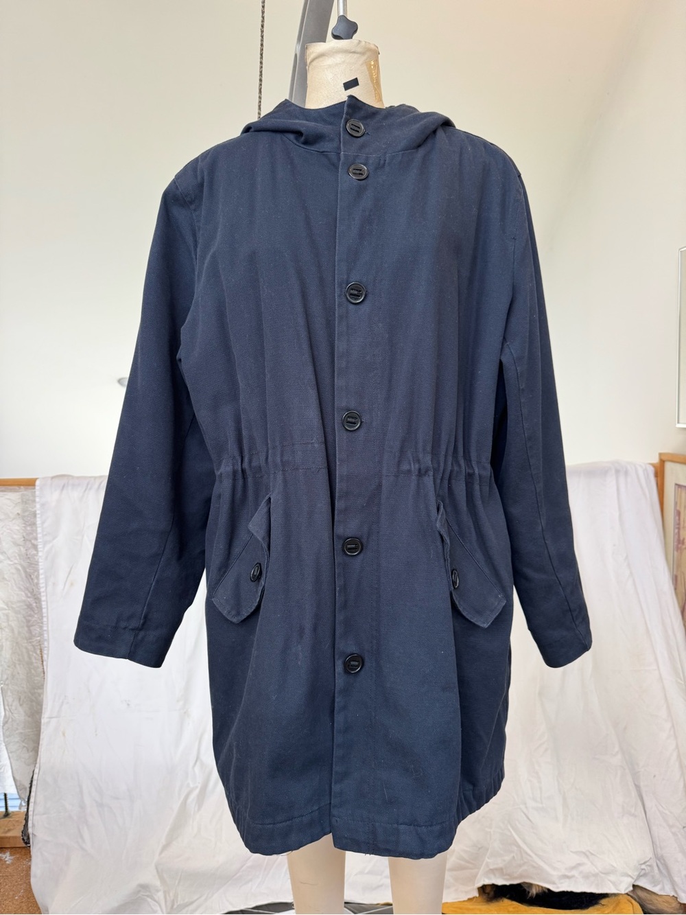 Joe Fresh Navy Hooded Button-Front Parka